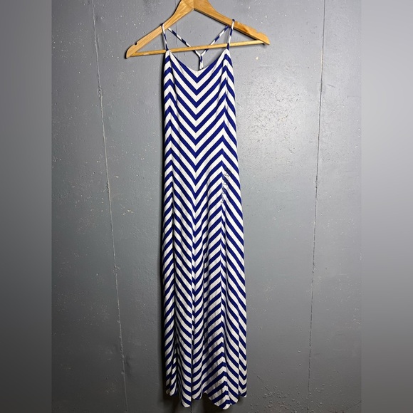 Polo by Ralph Lauren NWT Blue Label Girl’s Chevron Stripe Maxi Dress. Sz 12/14 - Picture 1 of 6